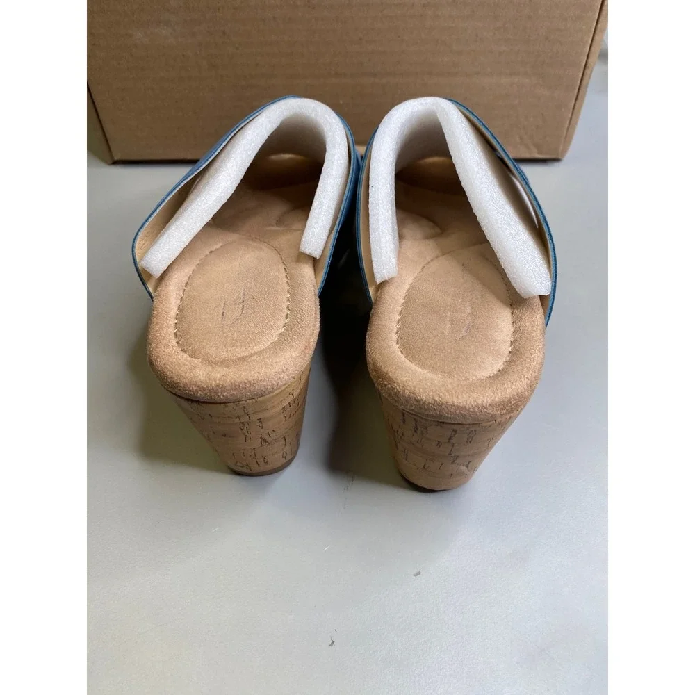 CL by Laundry Womens Blue Faux Suede Crisscross Wedge Sandals Size 7.5